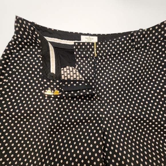 KATE spade new york Women's 6 Margaux Cafe Dot Cropped Pants Black Cream Trouser - Picture 8 of 16
